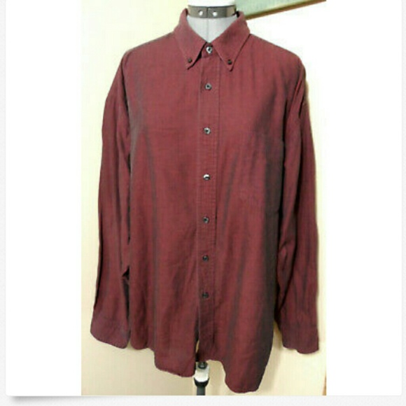 CAMBRIDGE CLASSICS Dress Shirt XL Wine Black twill Long sleeve Button down colla - Picture 2 of 7
